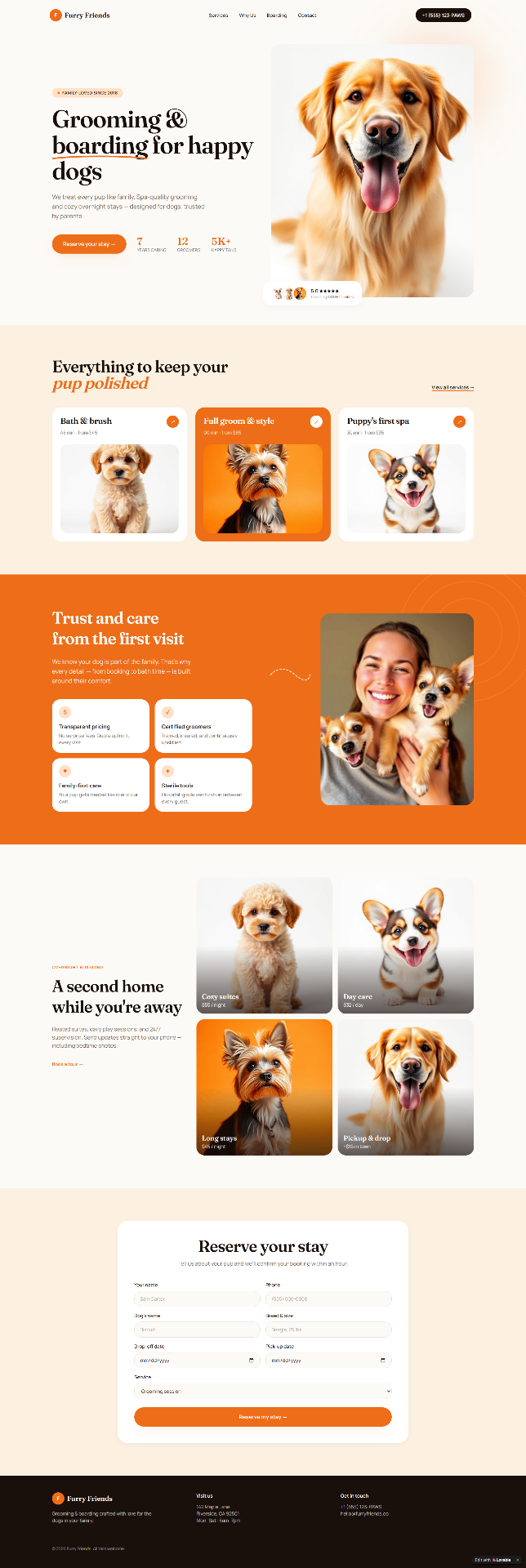 Dog Grooming website design preview