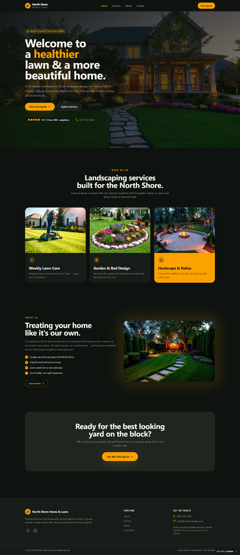 Landscaping website design preview