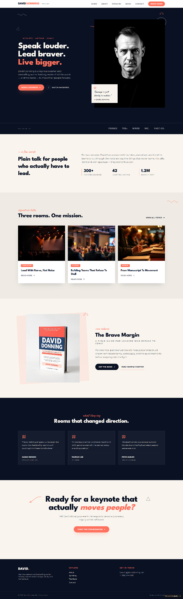Speaking + Author website design preview